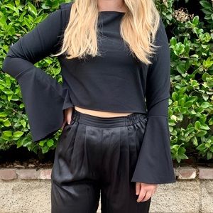 Black bell sleeve top